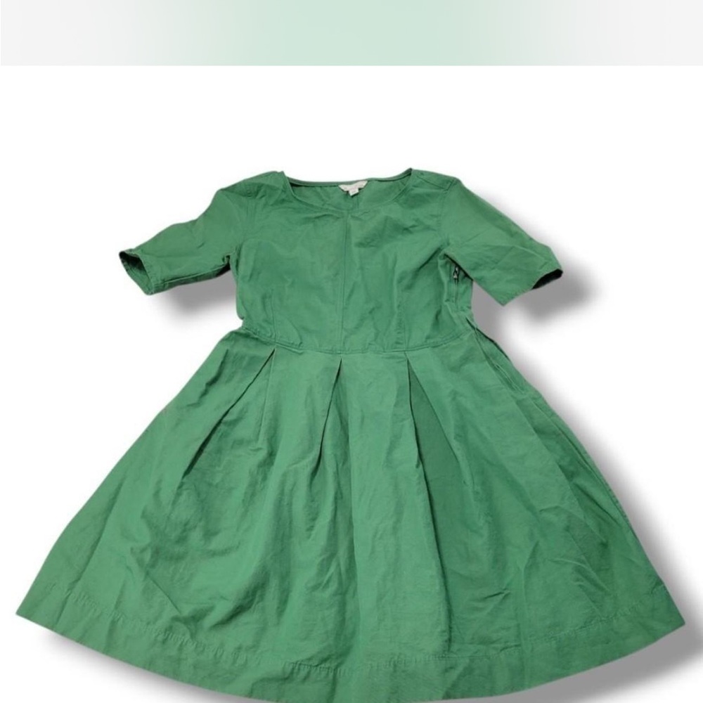 GAP Emerald Green Pleated Fit-and-Flare Dress